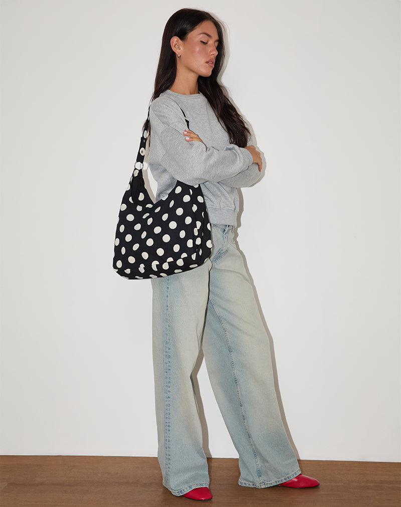 AIMI BAG LARGE POLKA BLACK
