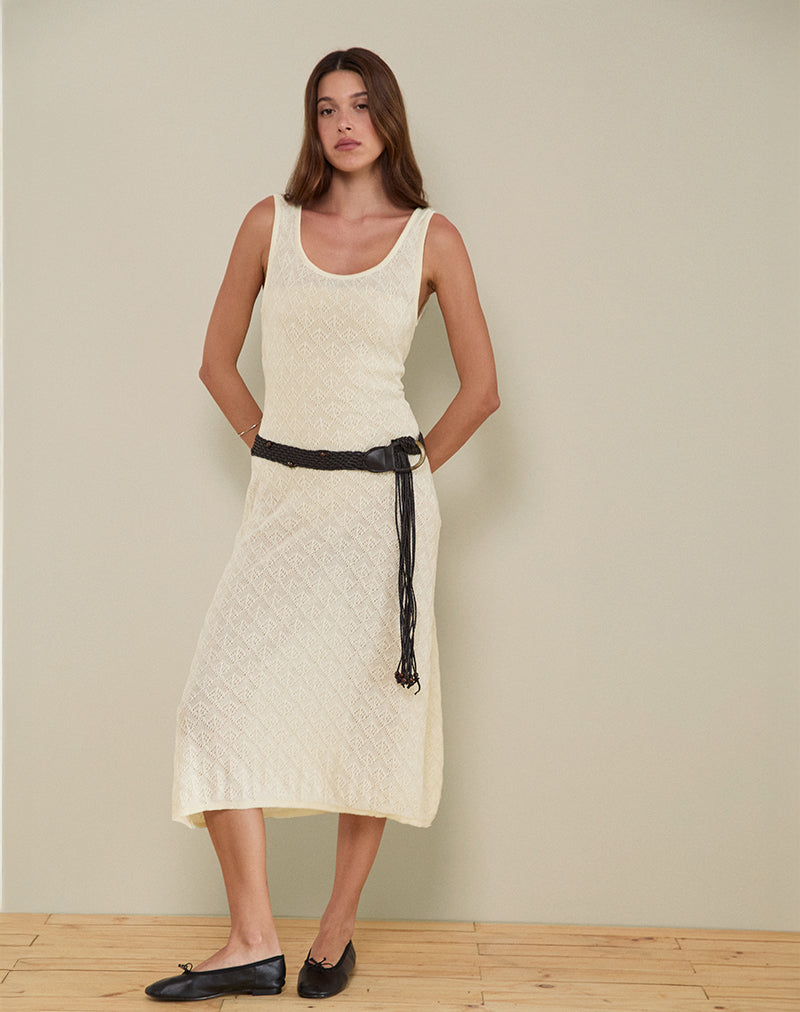 ASHTIN MIDI DRESS POINTELLE IVORY 266