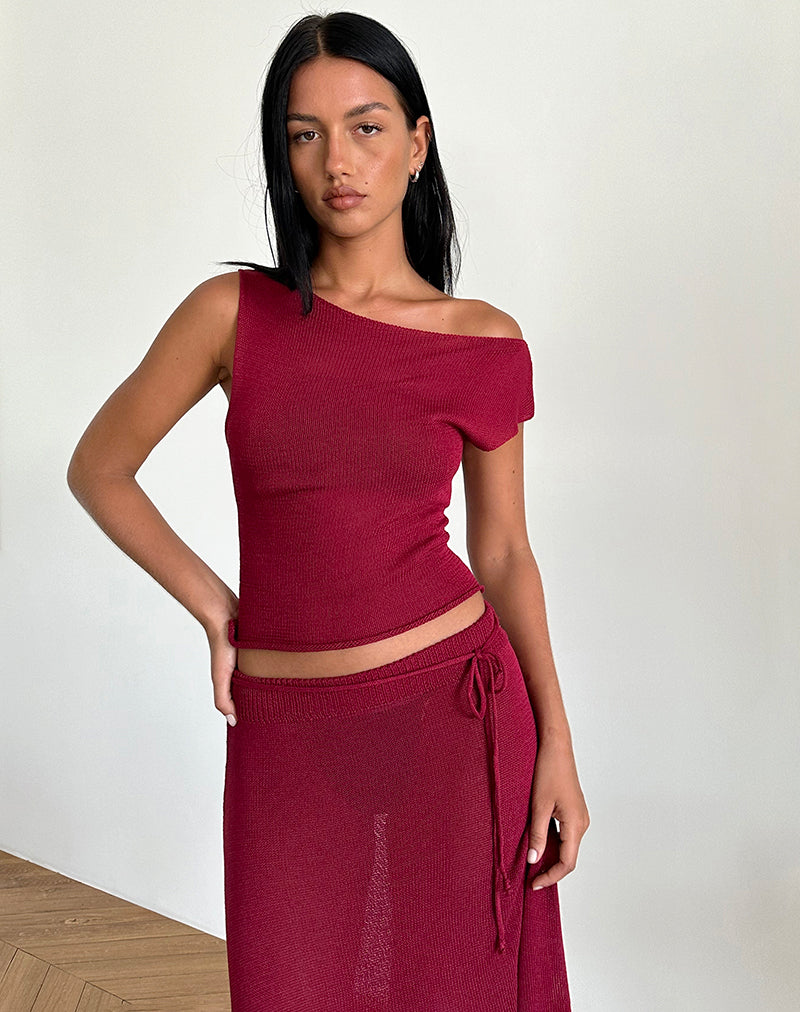 CALYPSO TOP SHEER KNIT RED 2204