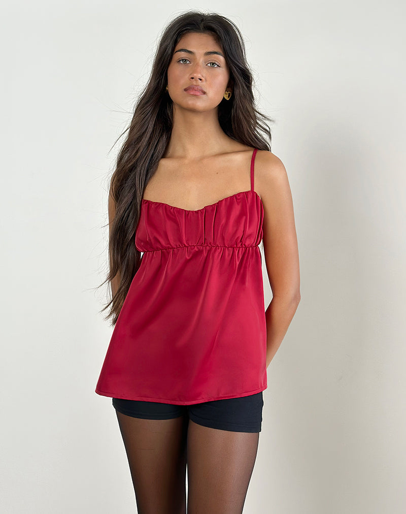 CAMDEN LONGLINE CAMI TOP SATIN RED 13