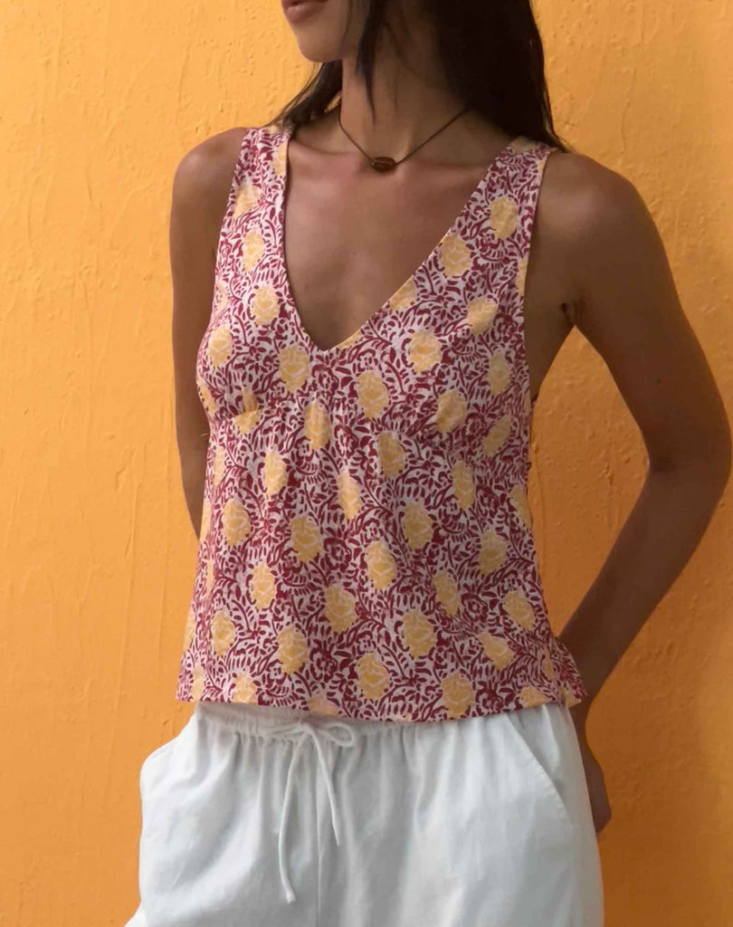 CANTIKA TOP BOHEMIAN BATIK MAROON PEACH