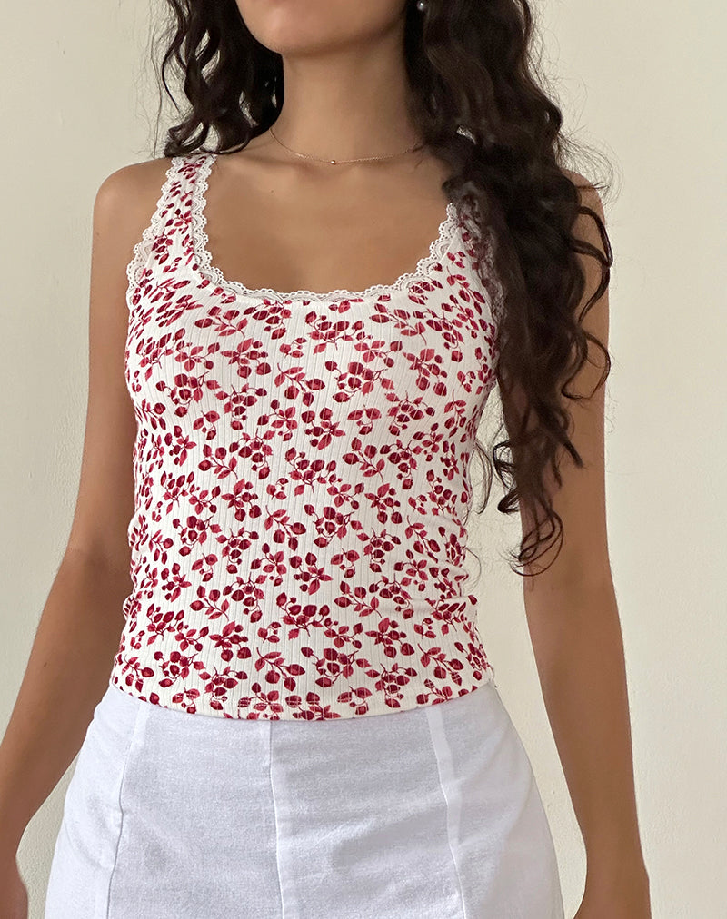 CARILLO TOP SUMMER STRAWBERRY OFF WHT