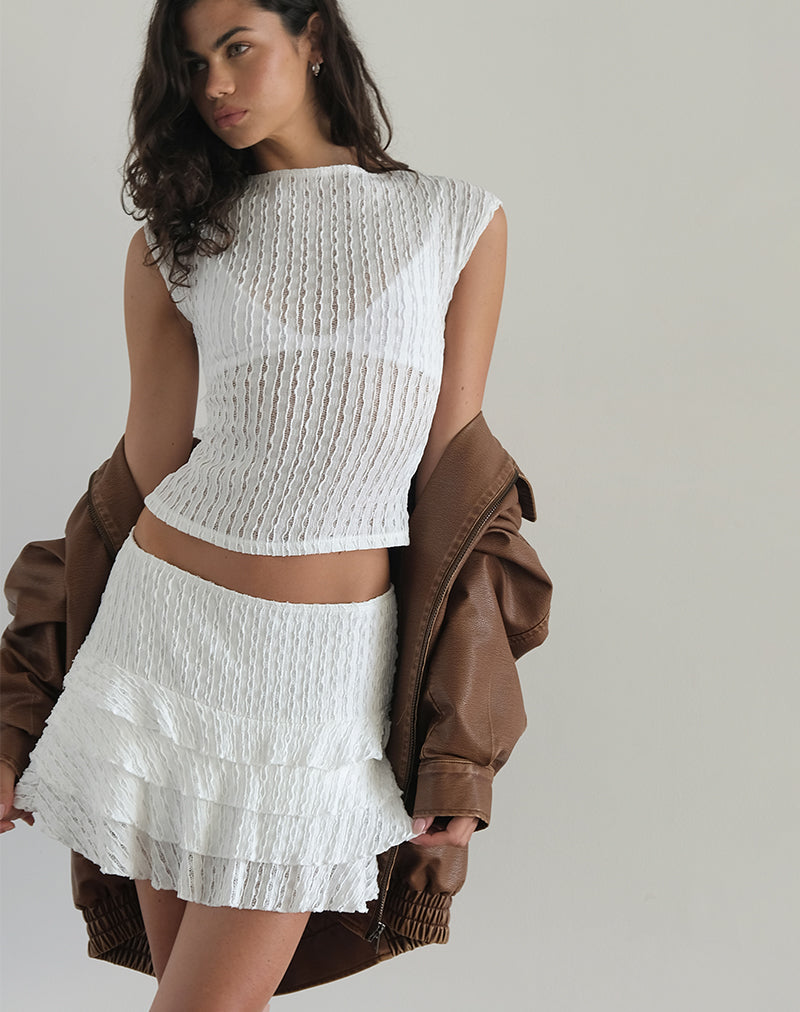 CARLOTA MINI SKIRT CRINKLE WHITE