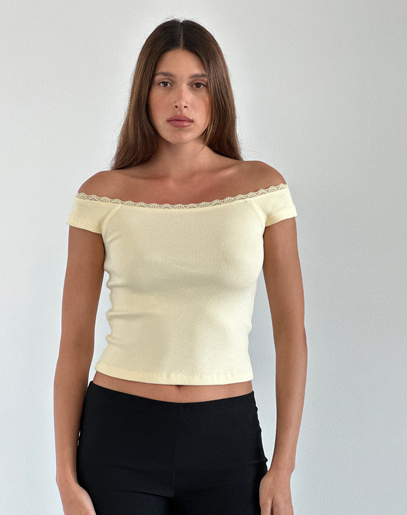 CHACHA TOP RIB LACE BUTTERCREAM