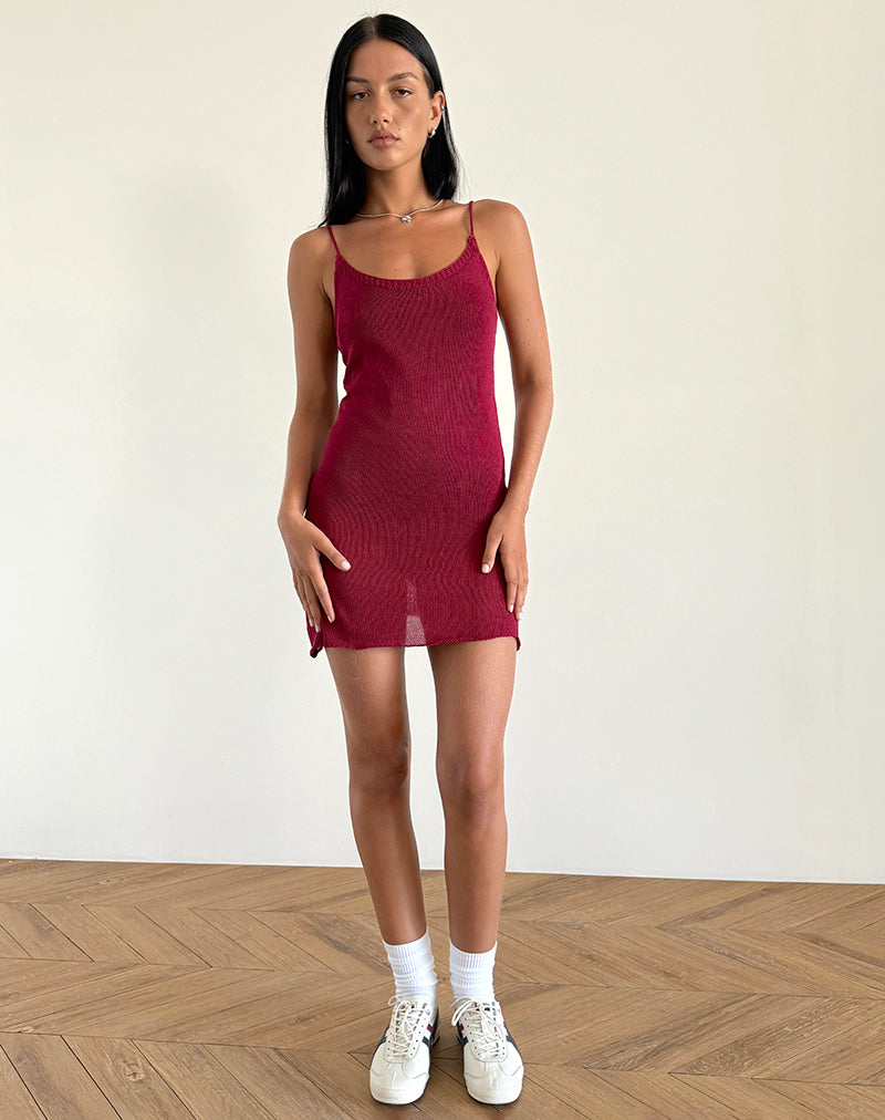 CHIARA MINI DRESS SHEER KNIT RED 2204