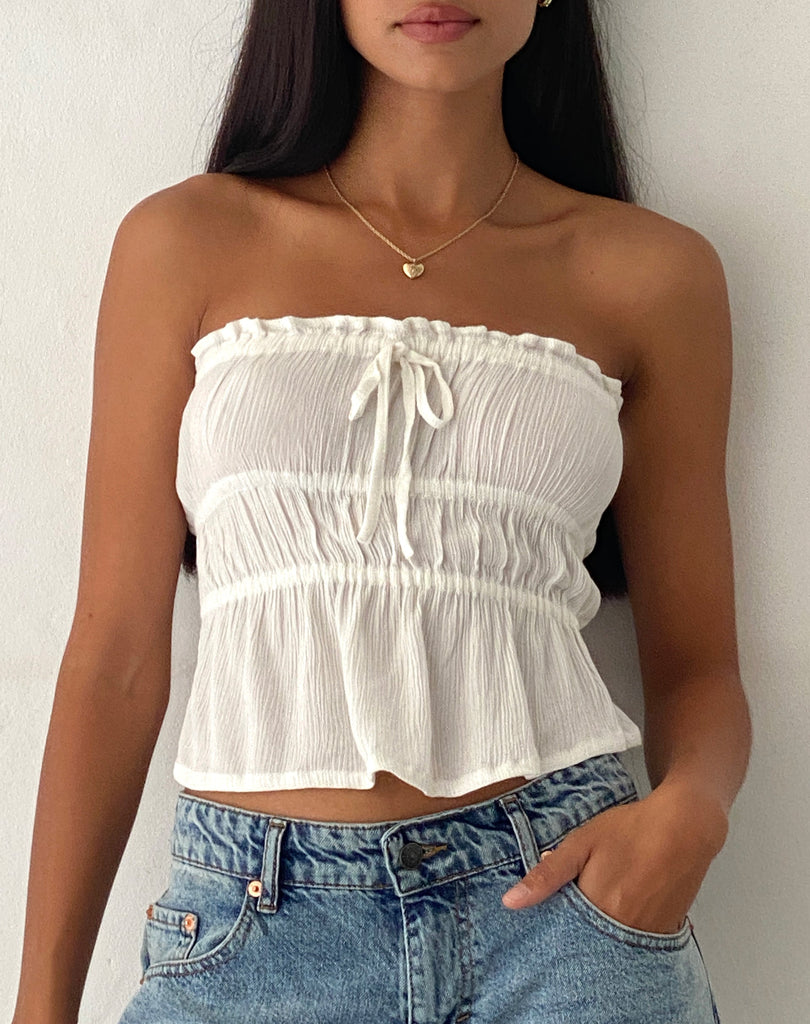 COVE BANDEAU TOP CRINKLE OFF WHITE