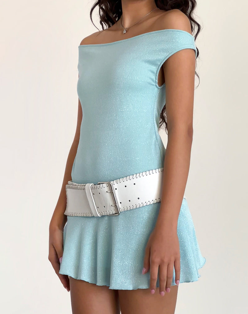 CYNTHIA MN DRESS SHMR RIB LIGHT BLUE 11