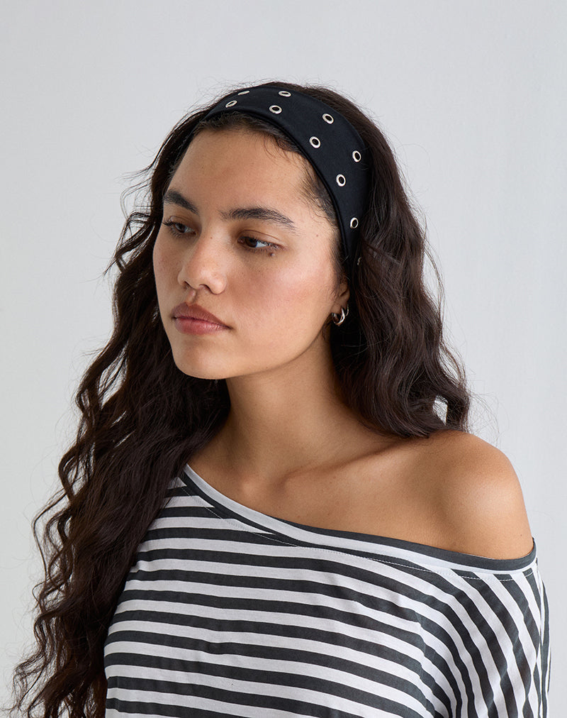 EYELET HEADBAND BLACK