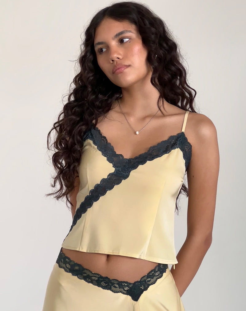 DARENA CAMI TOP BUTTERMILK 51 GREY LACE