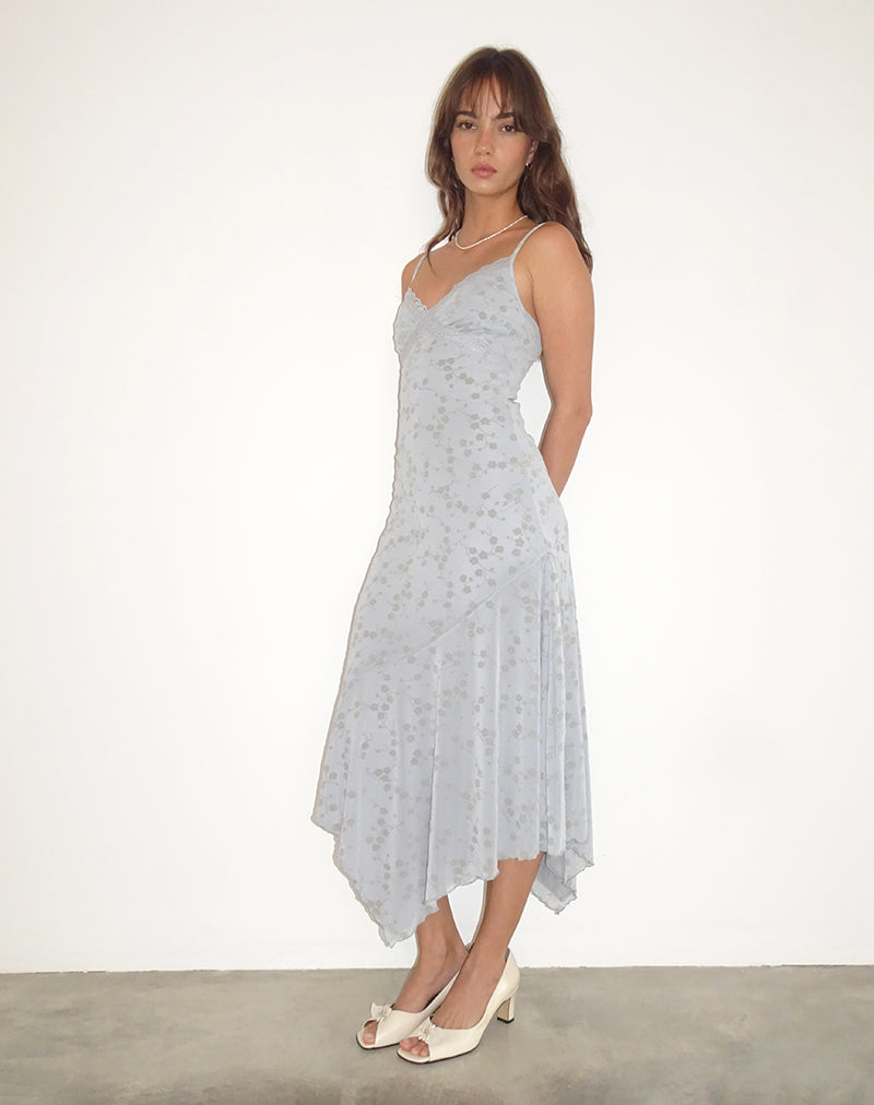 DEVON DRESS FLOCK CHIC PETALS GREY 236