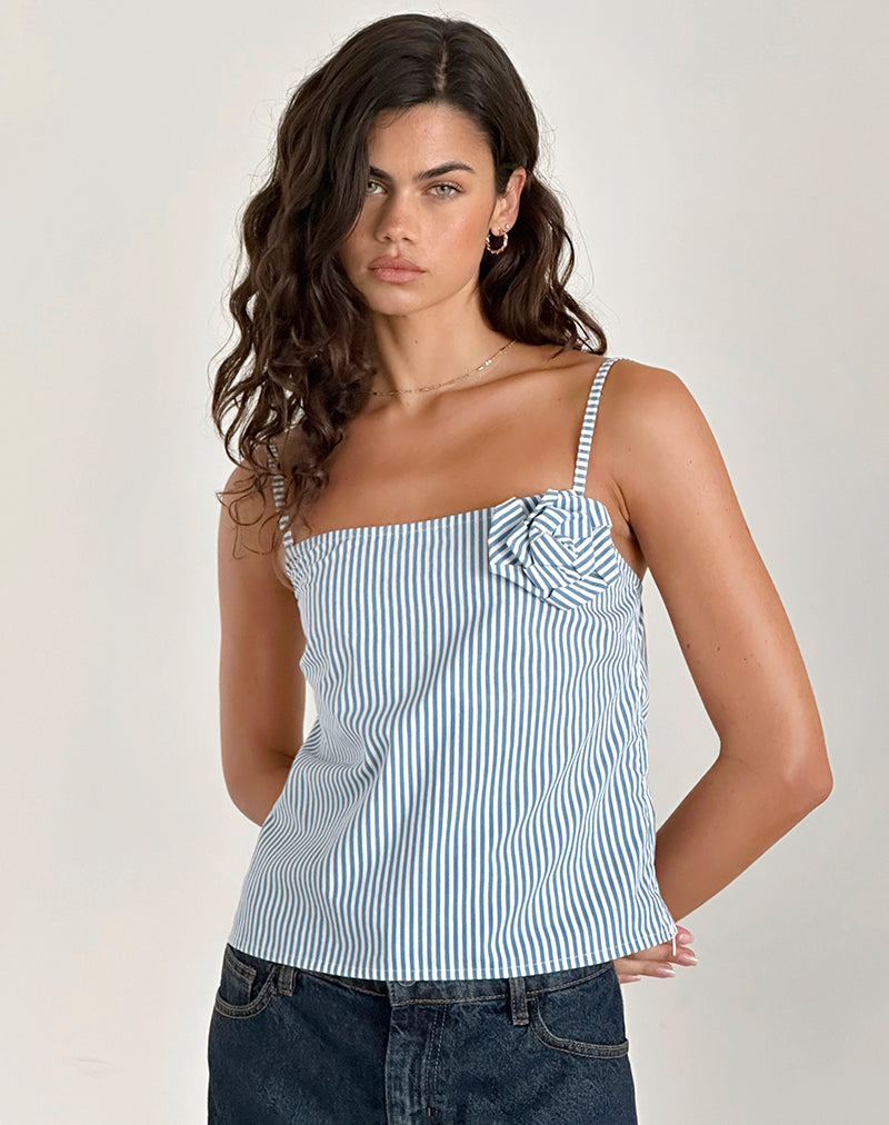 FLOWA ROSETTE TOP SMLL STRPE VRTICAL BL