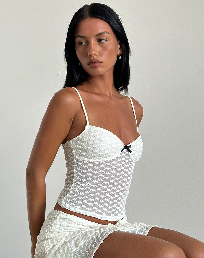 GRAFIKA CAMI TOP HEART LACE IVORY 2