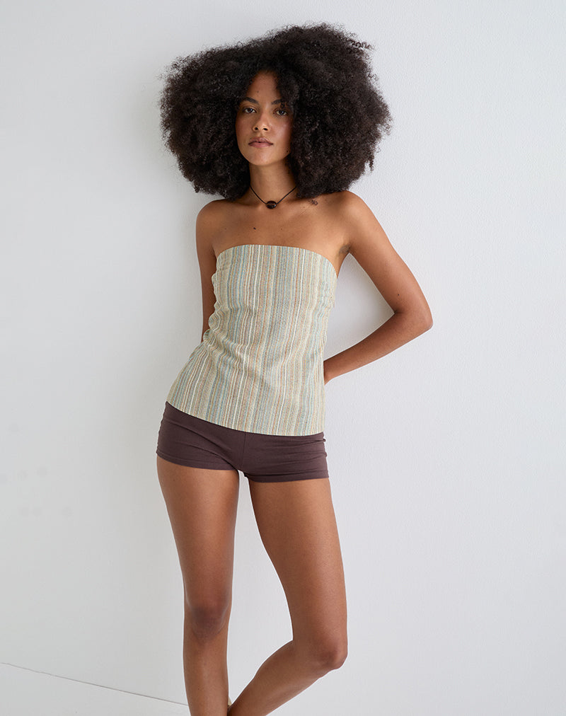 HISANA BANDEAU TOP STRIPE YELLOW