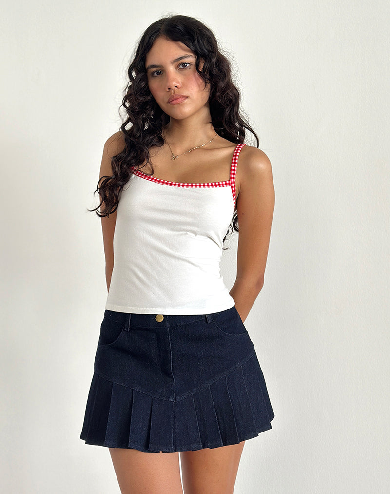 ILISNA TOP OFF WHITE RED GINGHAM BIND