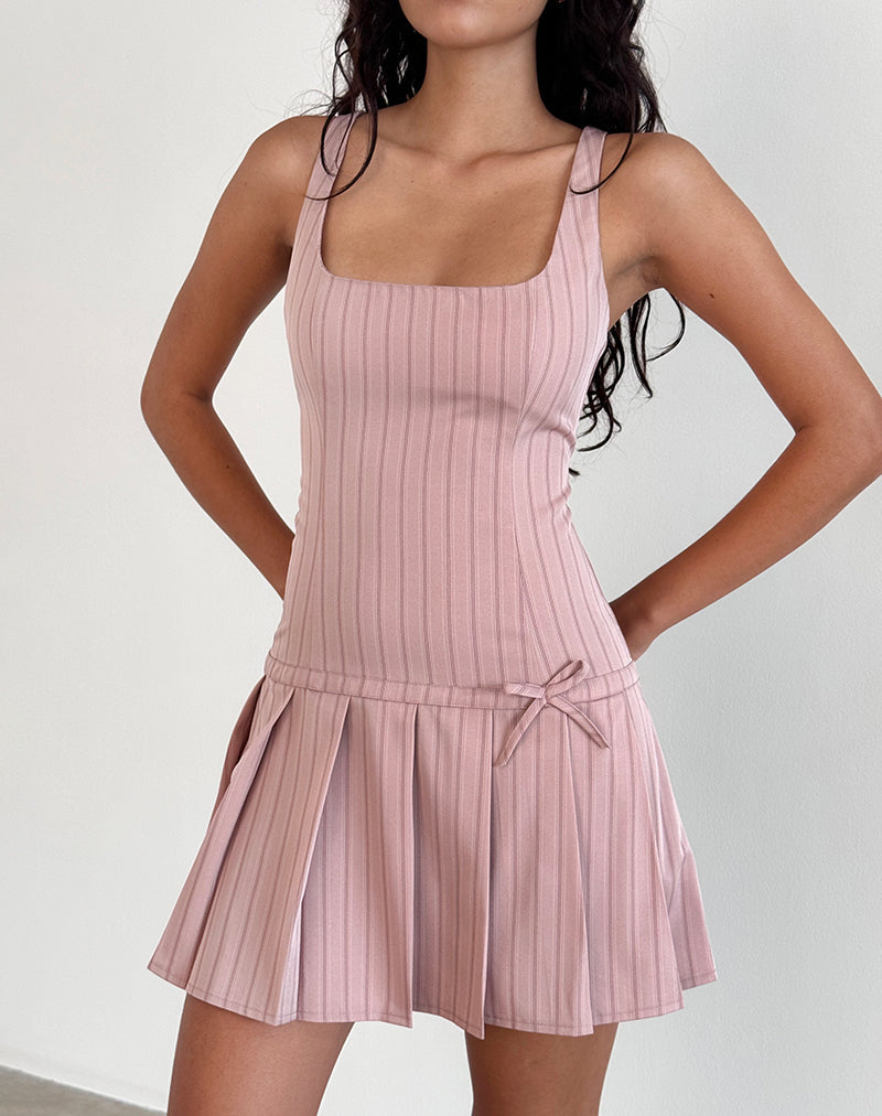 JADZIA DROP WAIST DRESS BLUSH PINSTRP 2