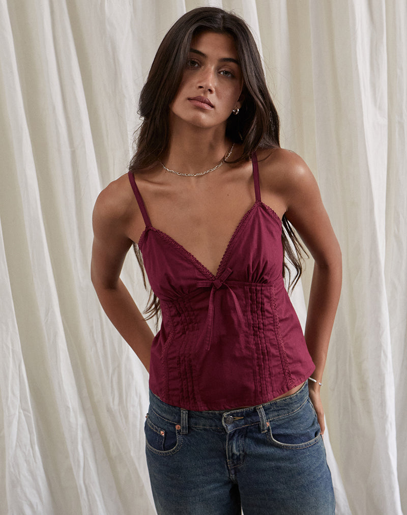 JEPUNI CAMI TOP BURGUNDY