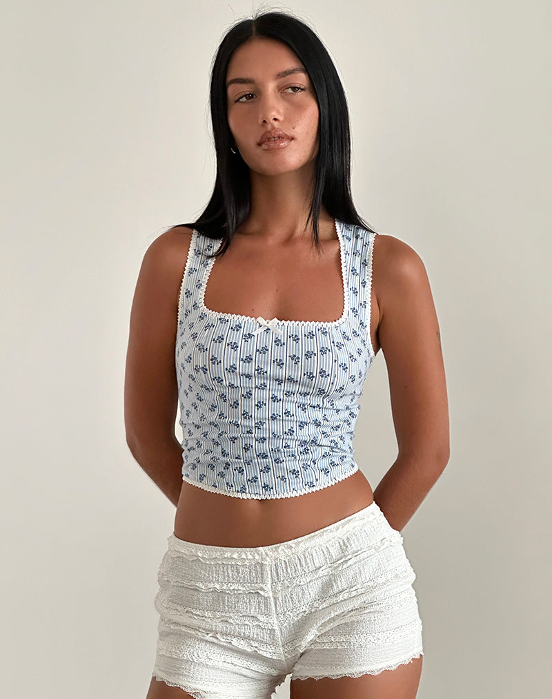 JINISA CORSET TOP FLORAL STRIPE