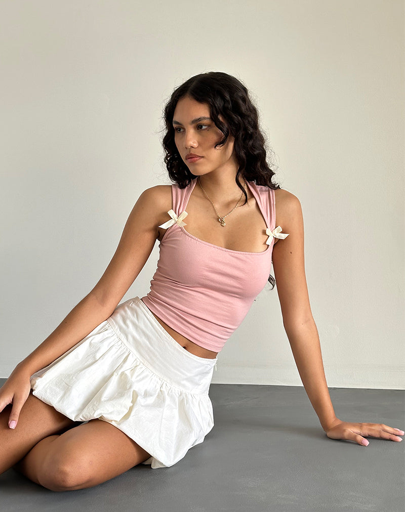 JINISO TOP PINK LADY IVORY BOWS