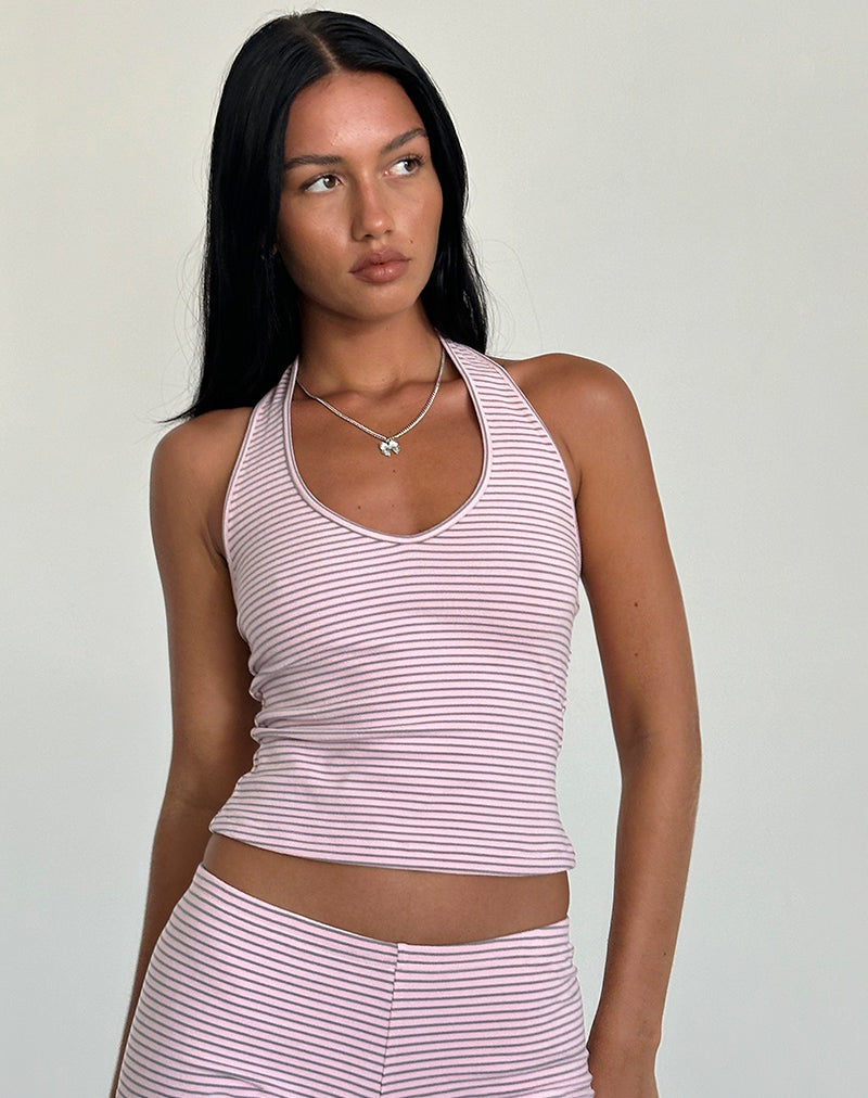 JULES TOP STRIPE JERSEY PINK GREY 2