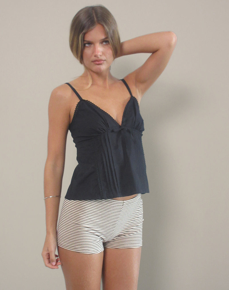 JEPUNI CAMI TOP BLACK POPLIN