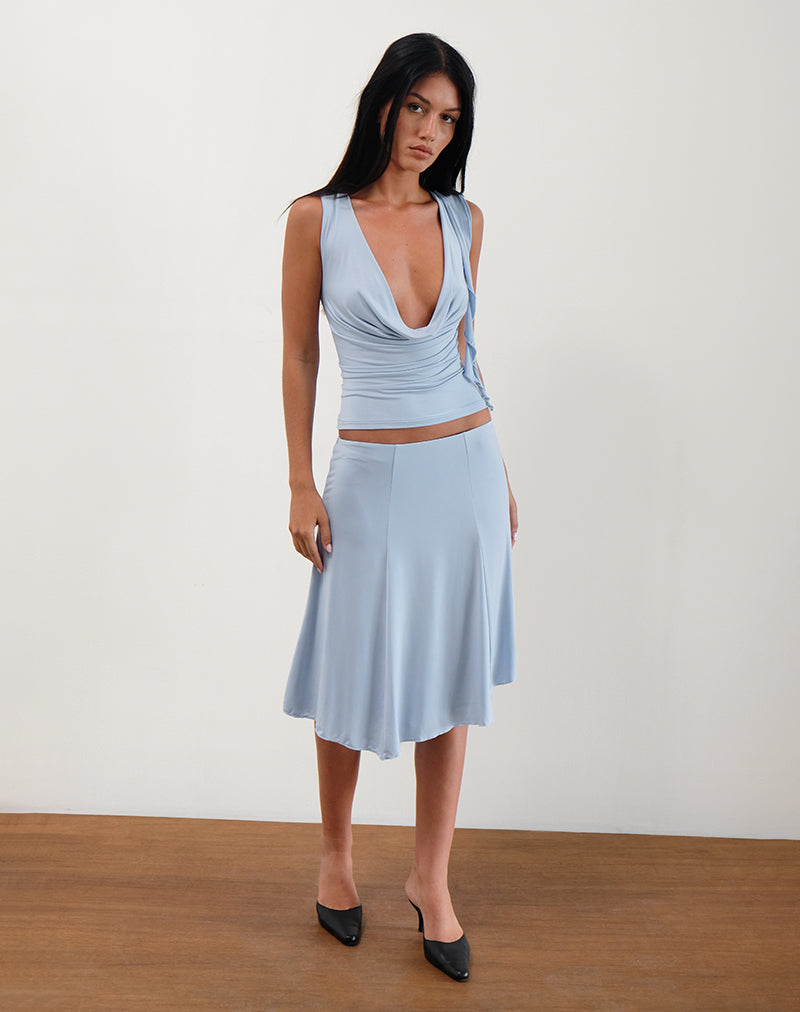 KADENCE MIDI SKIRT SLINKY SKY BLUE
