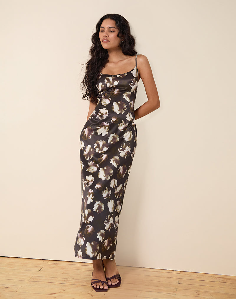 KAFKA MAXI DRESS BROWN FLORAL PRINT