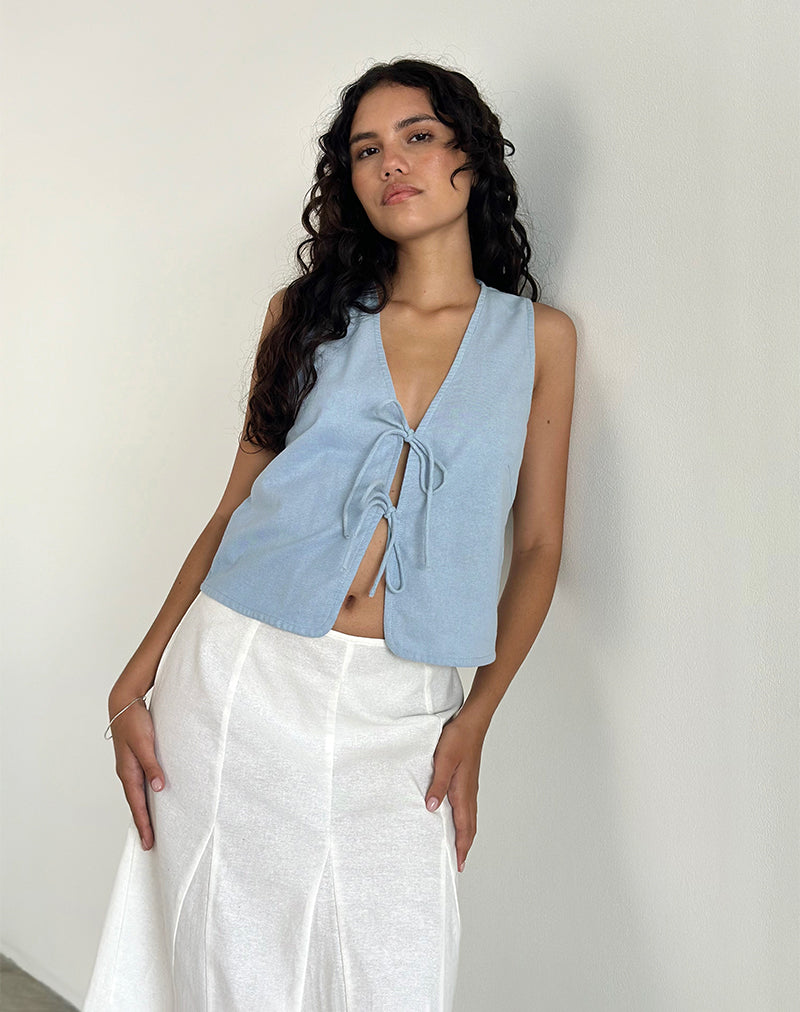 KAYVE TIE FRONT TOP NANTUCKET BLUE