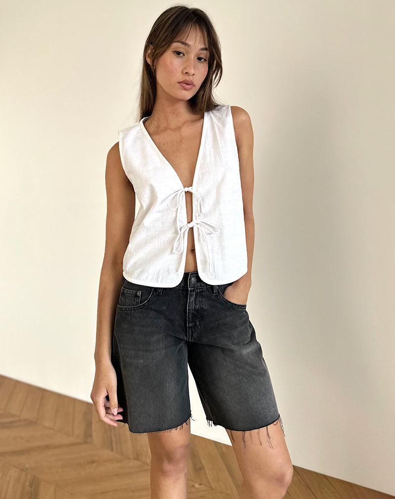 KAYVE TIE FRONT TOP OFF WHITE