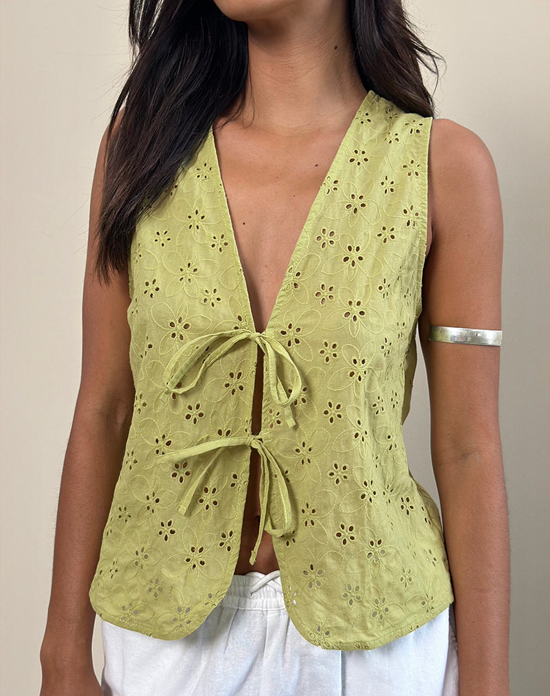 KAYVE TF TOP LITTLE DAISY BRODERIE LIME