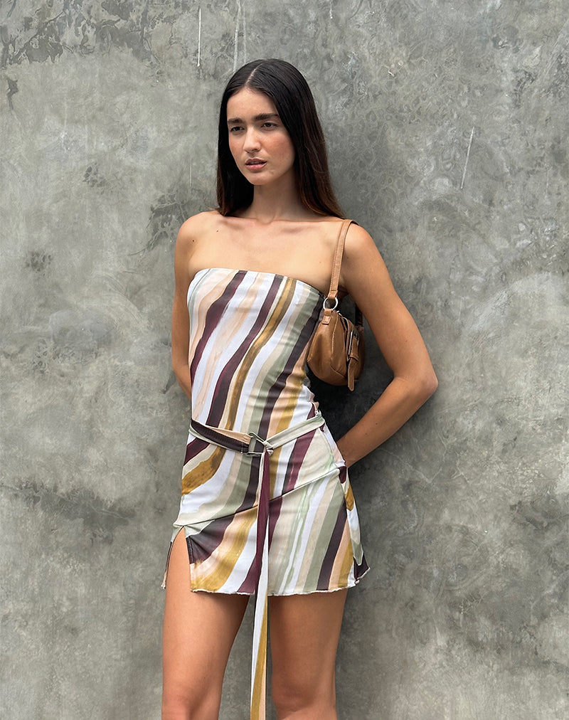 KEVSRA MINI DRESS MESH WIGGLE SUNSET