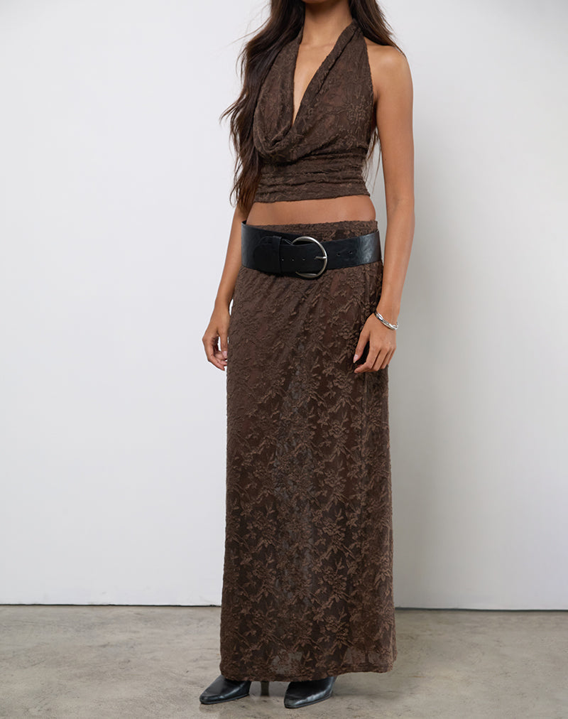 TULUS SKIRT JACQUARD KNIT DARK BROWN