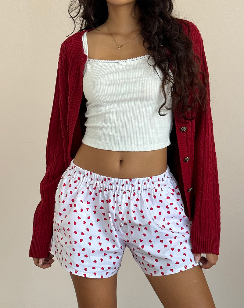 LABOXE SHORT WHITE RED HEART