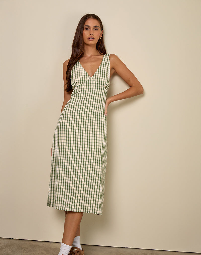 LAVISHA MIDI DRESS GREEN CHECK