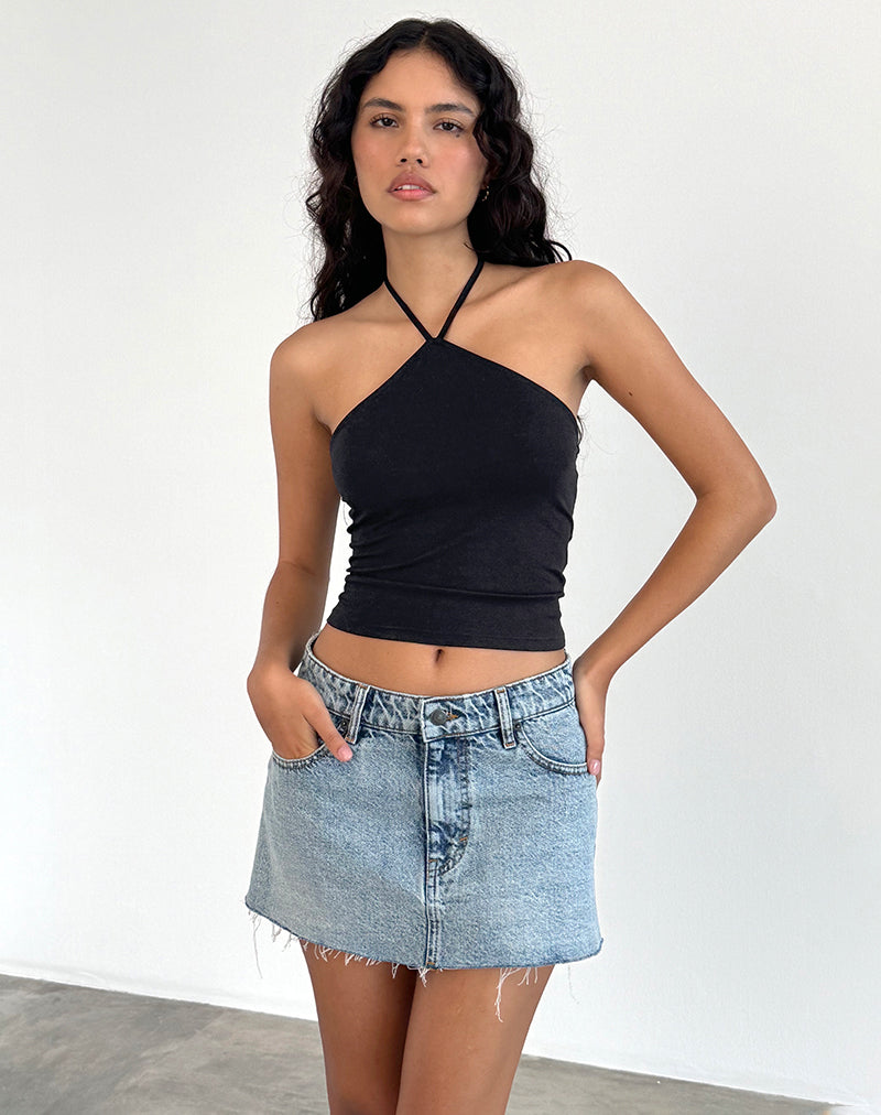 LAYTI HALTER BASIC TOP BLACK