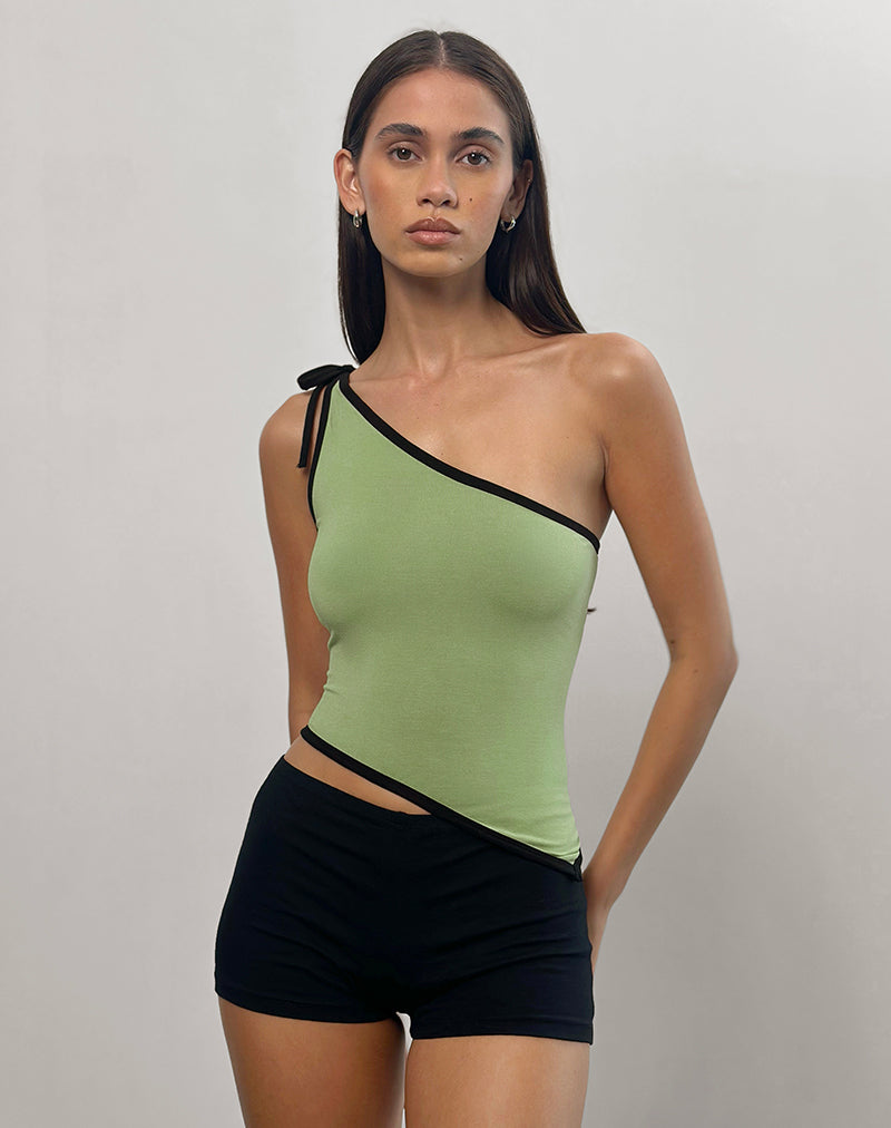 LENTI ASYM TOP SAGE GREEN BLACK BIND