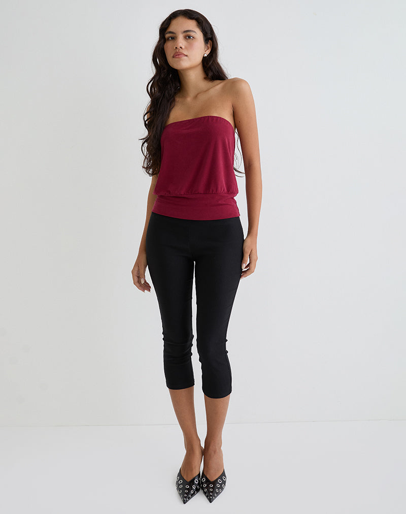 LEOCADIA BANDEAU TOP CUPRO DARK RED 49