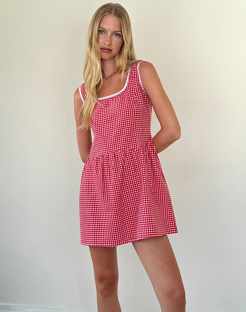 LESHI DRESS RED GINGHAM