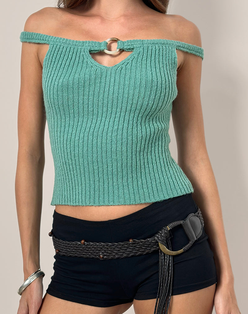 LESLY BARDOT TOP O RING TRQUOISE DJ161