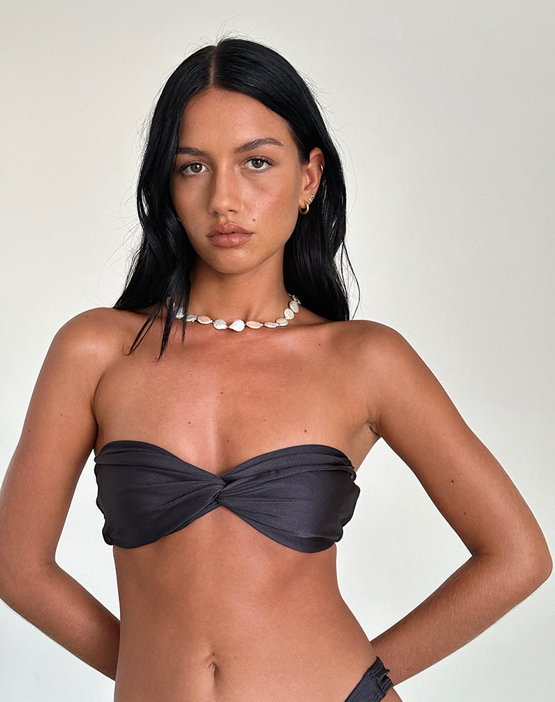 LINDA TWIST BIKINI TOP DARK GREY