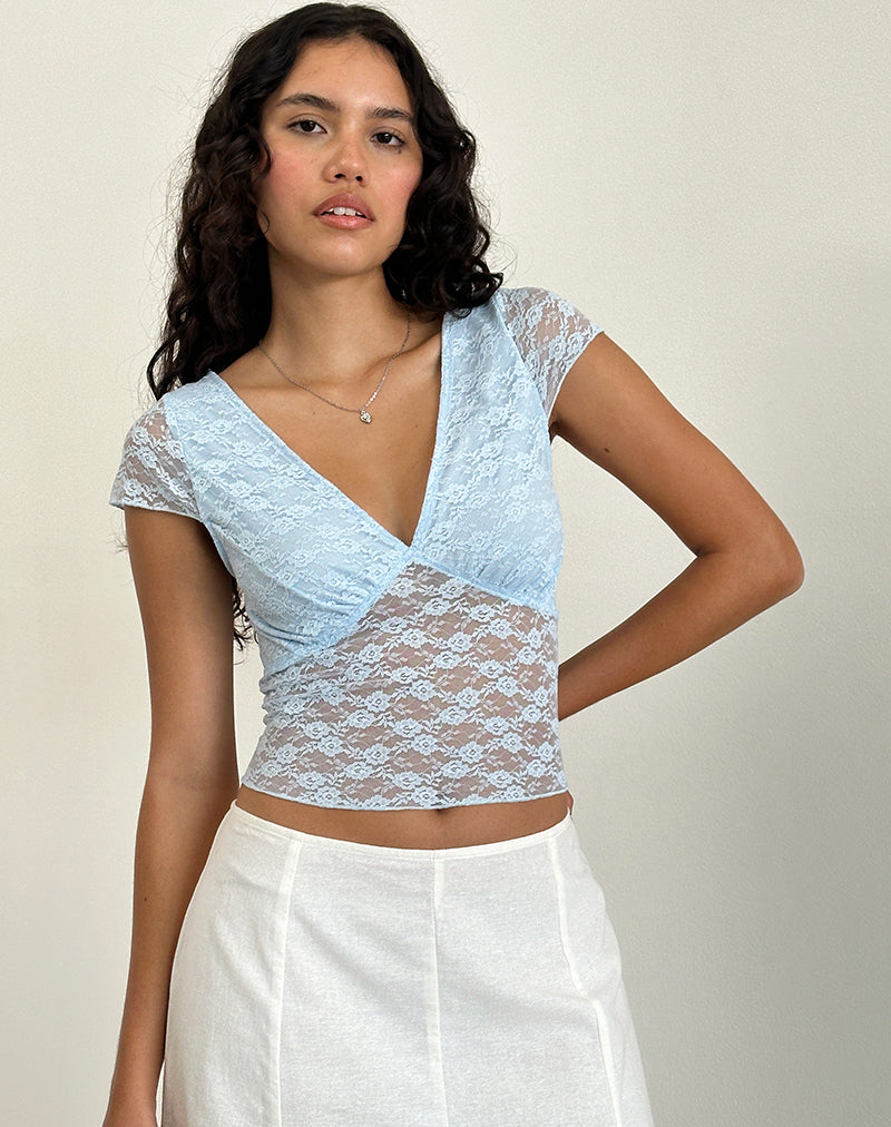 LIVRA TOP CLOVER LACE BLUE 10