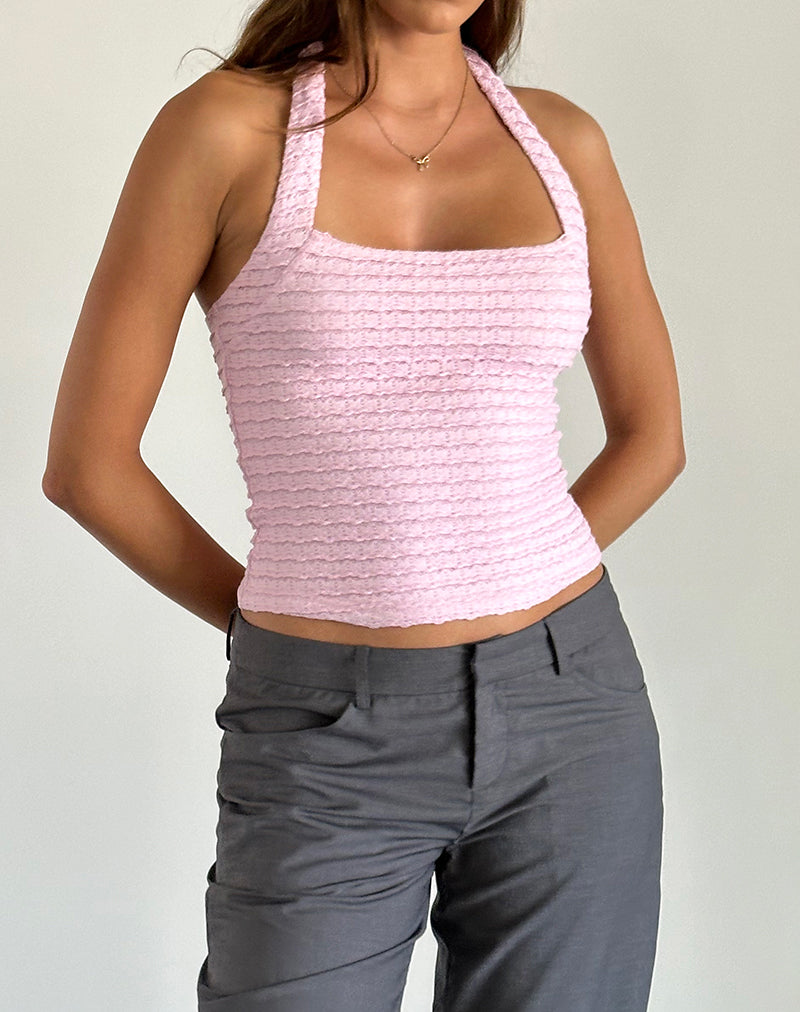MAGGHA HALTER TOP CRINKLE PINK