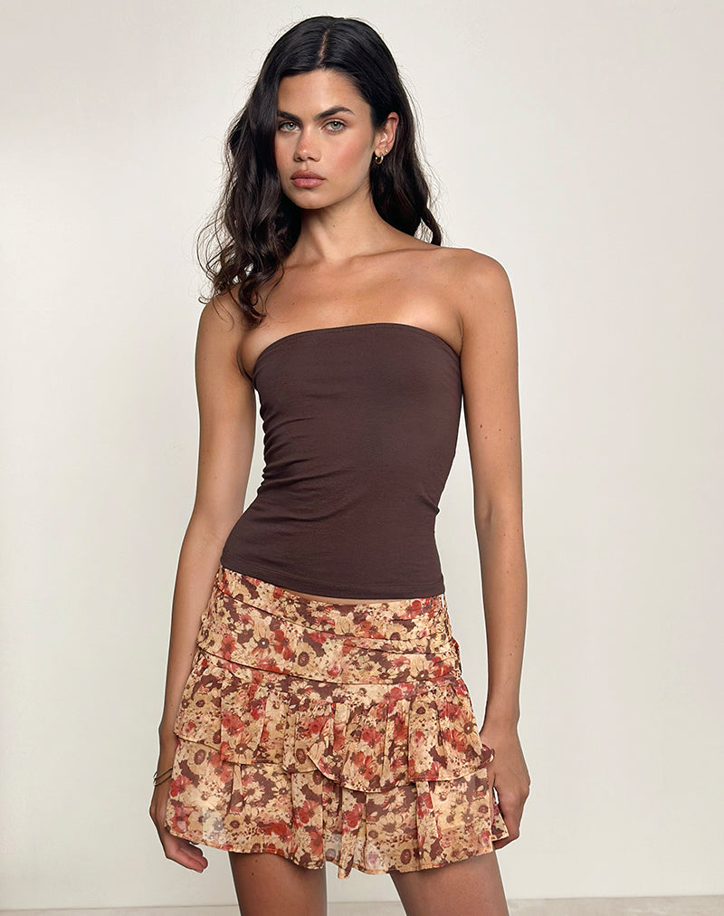 MASAMA RUFFLE MN SKIRT CHFN RUSTY FLWR