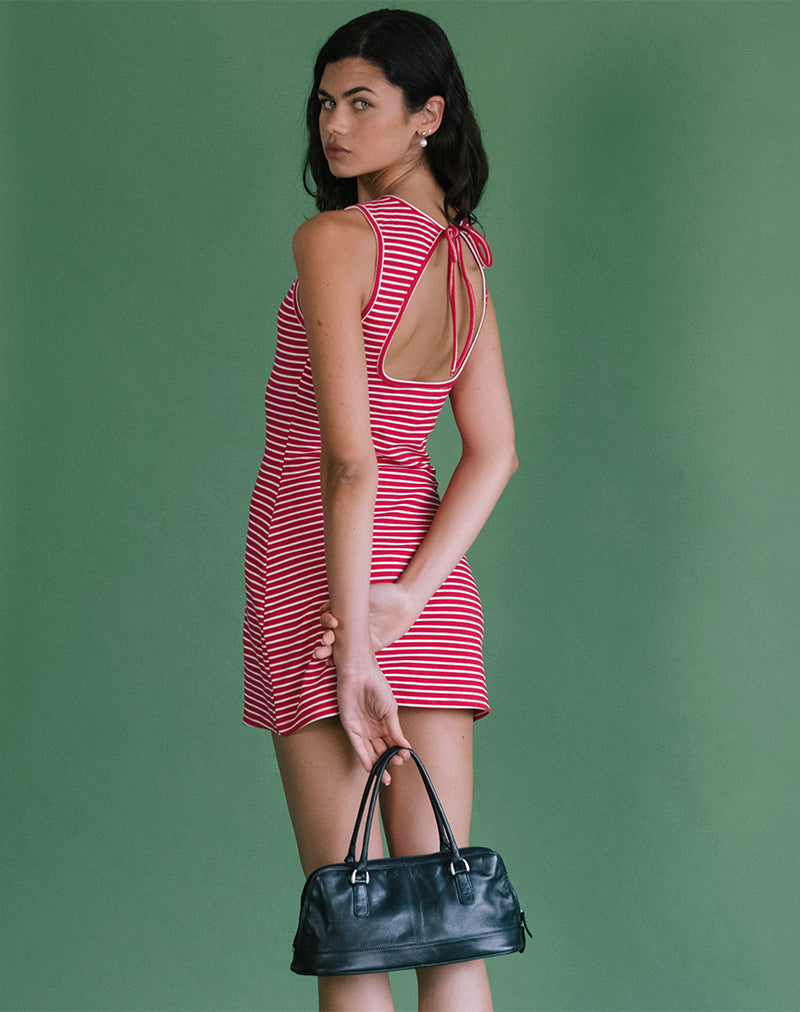 MASHA DRESS RED WHITE STRIPE JERSEY 32