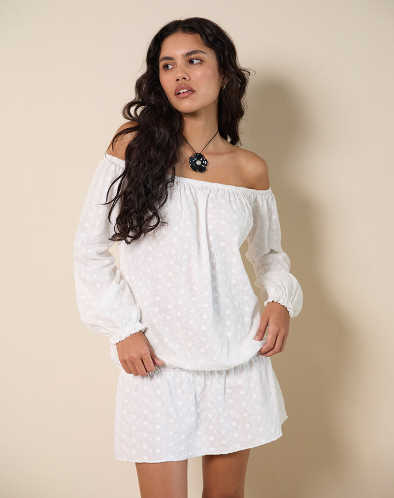 MELISANDRE MINI DRESS BRODRIE IVORY