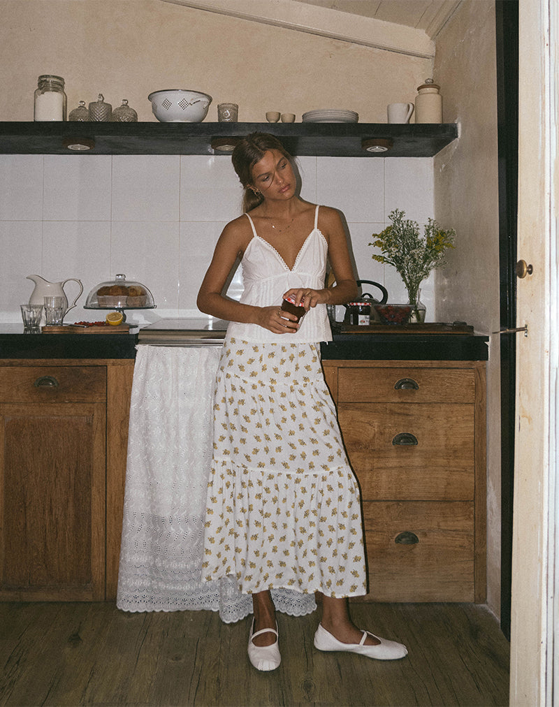 MIDAXI SKIRT FUNSHINE FLORAL OFF WHITE