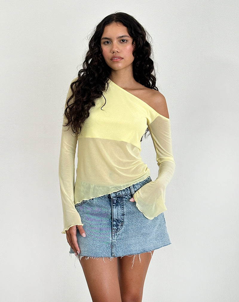 NARCISSA ASYMMETRIC TOP MESH LEMON 106