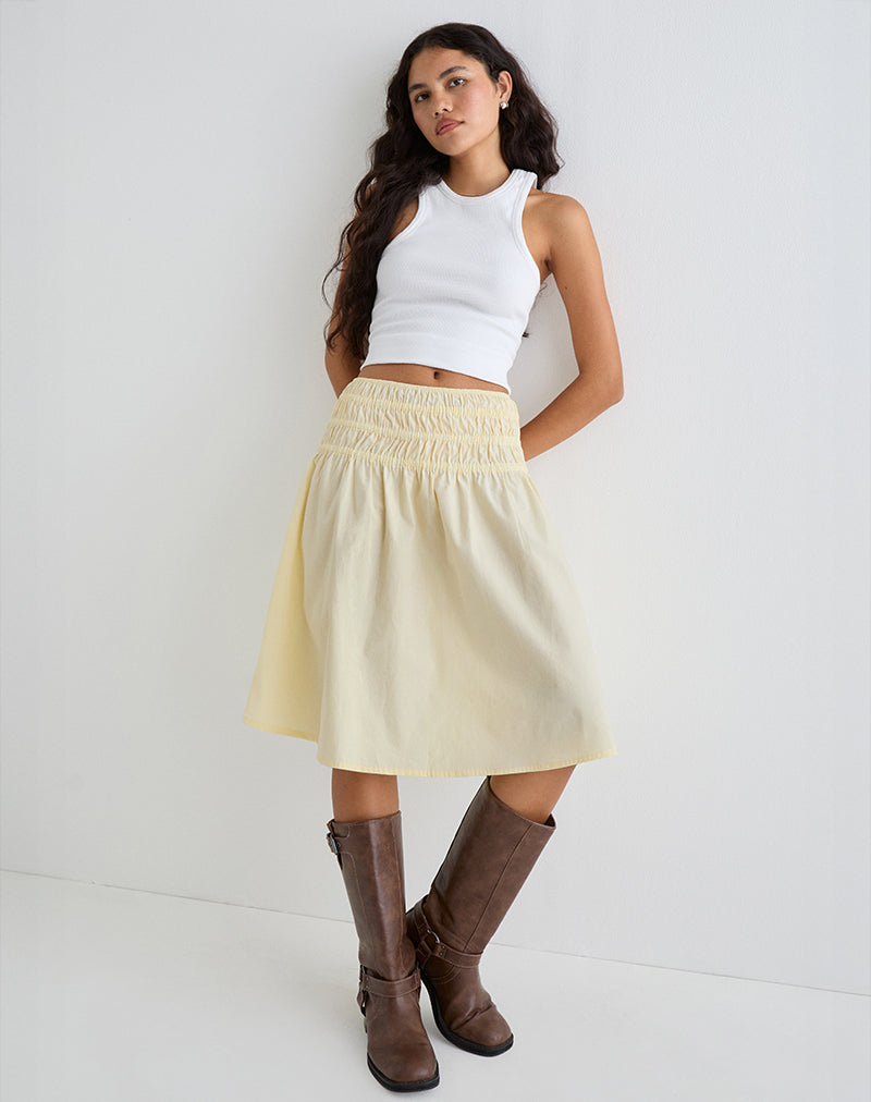 NELETA MIDI SKIRT POPLIN LEMON