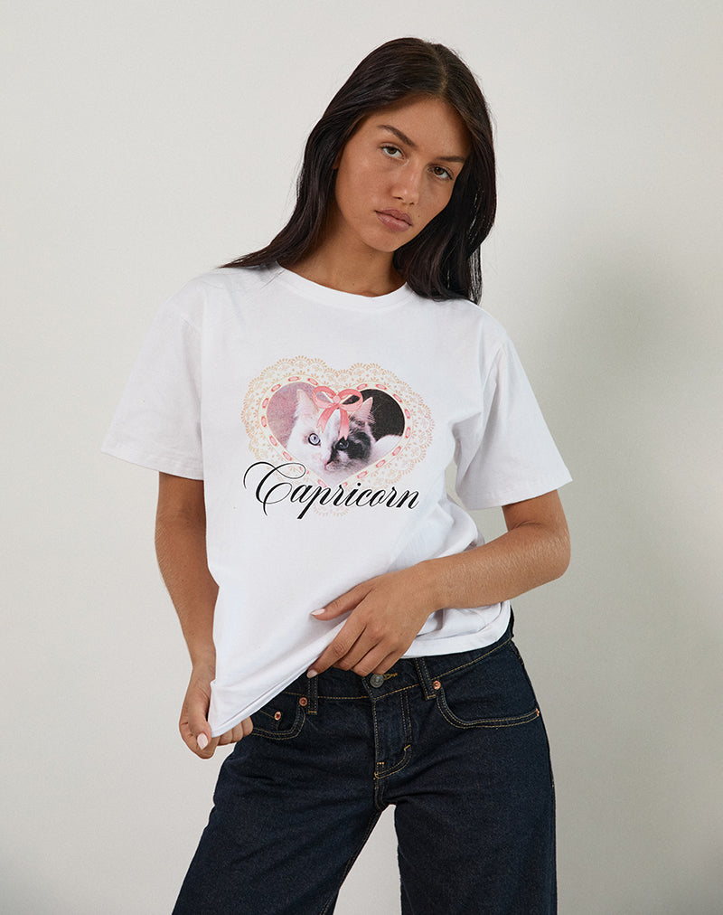 OVERSIZE BSC TEE WHT CAPRICRN MOTEL PET