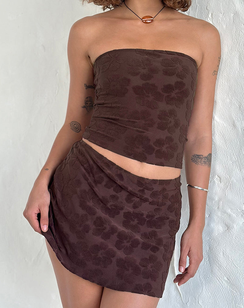 ORUTO SKIRT HIBISCUS TERRY BROWN