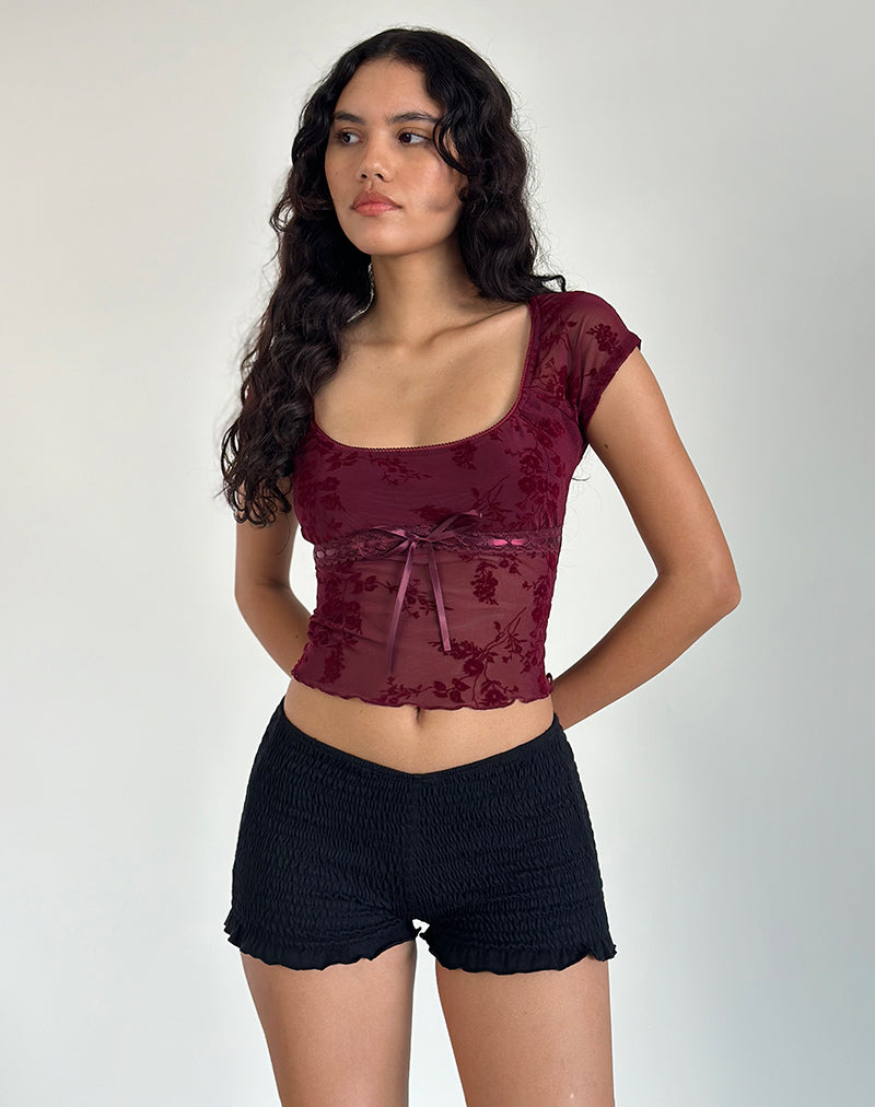 RADA TOP FLOCKED BOTANICAL MAROON 79